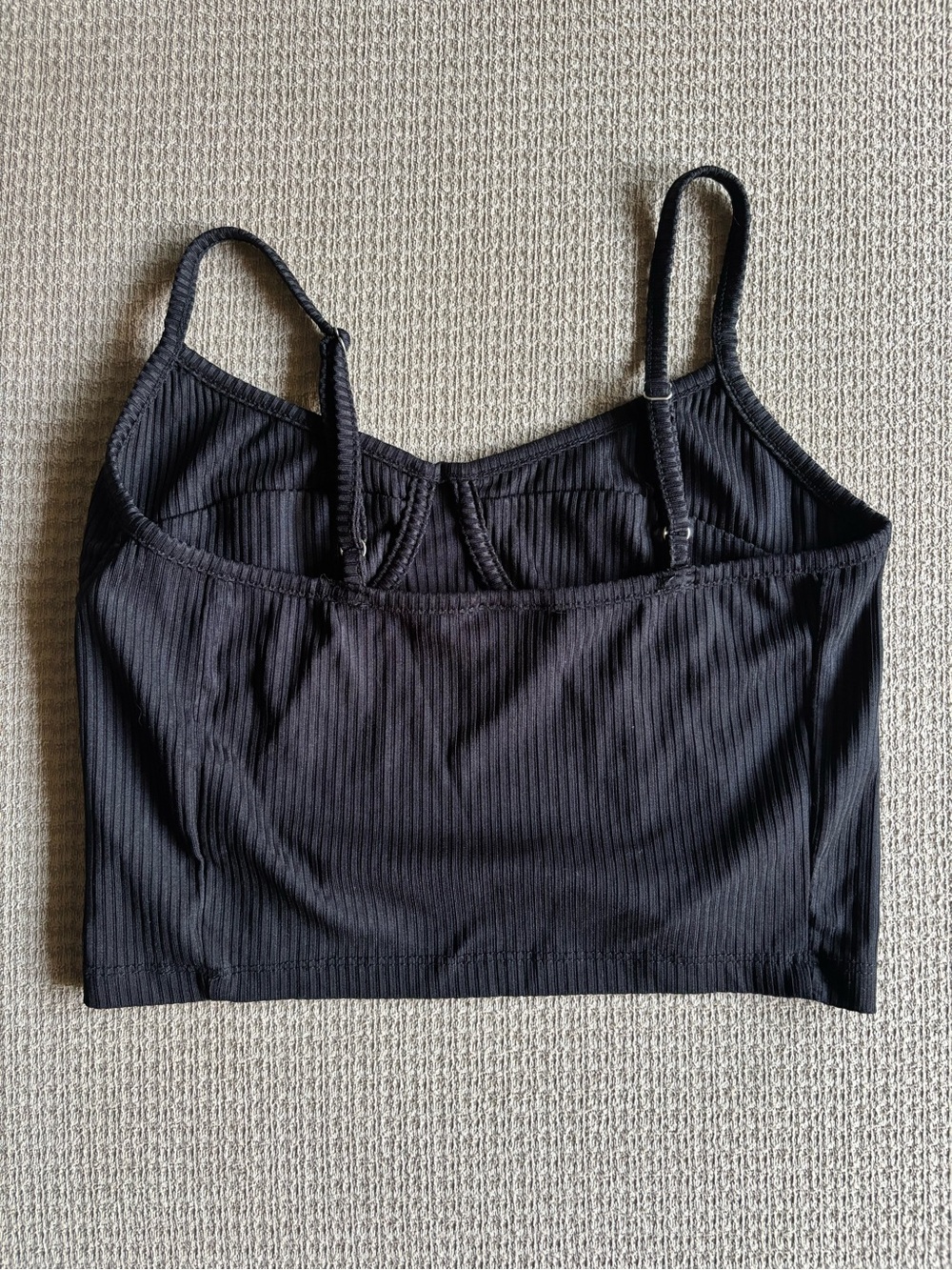 Sommer Ray Black Ribbed Bustier Crop Tank - Picture 3 of 4